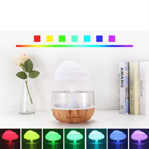 Desktop regn sky Fugter Slap af Aromaterapi Lampe USB Regn Lyd Diffuser 280ml Farverig Nat Lys