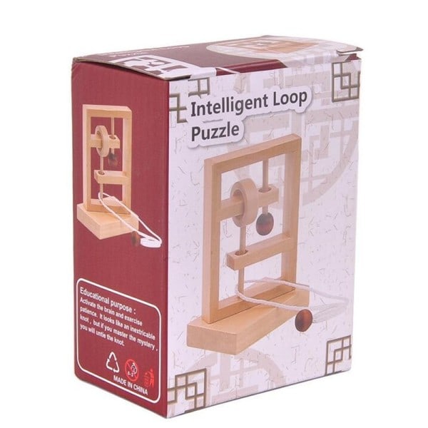 Skrivebord Novelty 3D Træ Reb Loop Puslespil IQ Mind String Brain teaser Spil for Voksne Børn