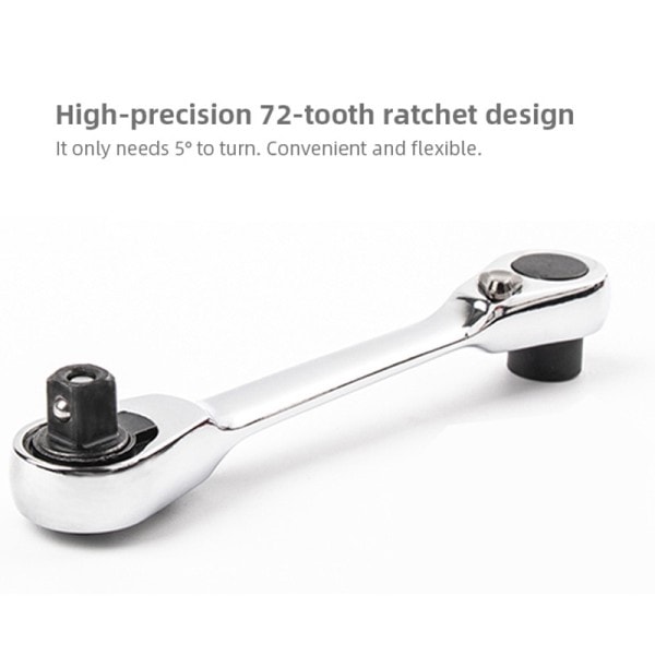 Mini 1/4tommer Dobbel Ended Quick Socket Ratchet Nutch Stang Skrutrekker Bit Hånd verktøy