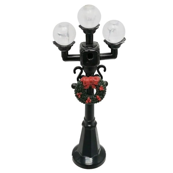 Miniatyr jul gate lampe post park benk mini gate lys