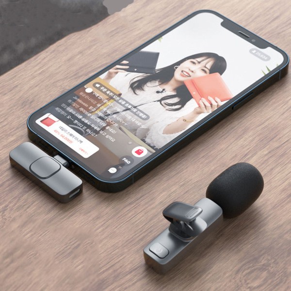 Trådløs Lavalier Mikrofon Bærbar Lyd Video Opptak Mini Mic for iPhone Android Live Broadcast Gaming Phone Mic