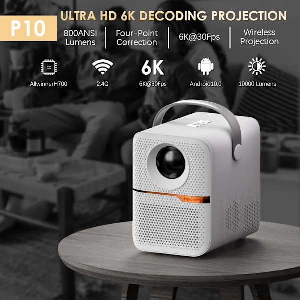 Älykäs projektori mini projektori 300 ANSI Lumen 10000L kannettava projektori WIFI ja Bluetooth yhteensopiva TV Stick kannettavalla