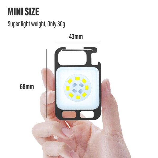 MINI COB Nøglering Lommelygte Opladning Lampe Camping Lys med magnet