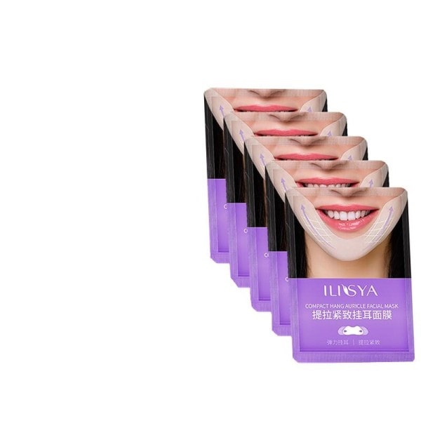 5st- V-formad gel ansikte lyftande mask öron krok dubbel haka bandage V form fuktgivande