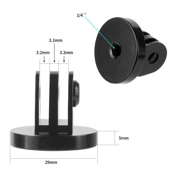 Aluminium Stativ Adapter for Monopod Mount med CNC Tommelskrue For Action Kamera