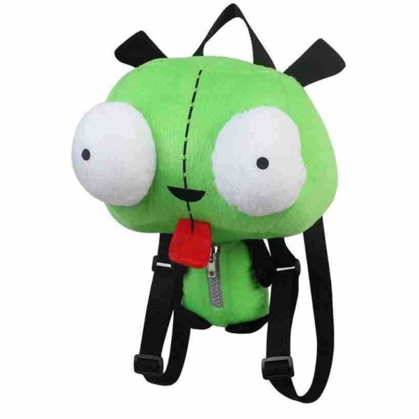 Alien Invader Zim 3D Eyes Robot Gir Søt Fylt Plysj Ryggsekk Grønn veske