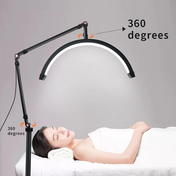 16 tommer LED Halv måne vipper lys temperatur 3000K-6000K gulv LED ring lampe