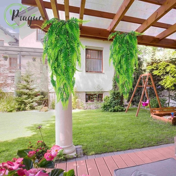 Persisk bregne blader vinstokker rom dekor hengende kunstig plante plast blad gress bryllups fest vegg balkong dekorasjon