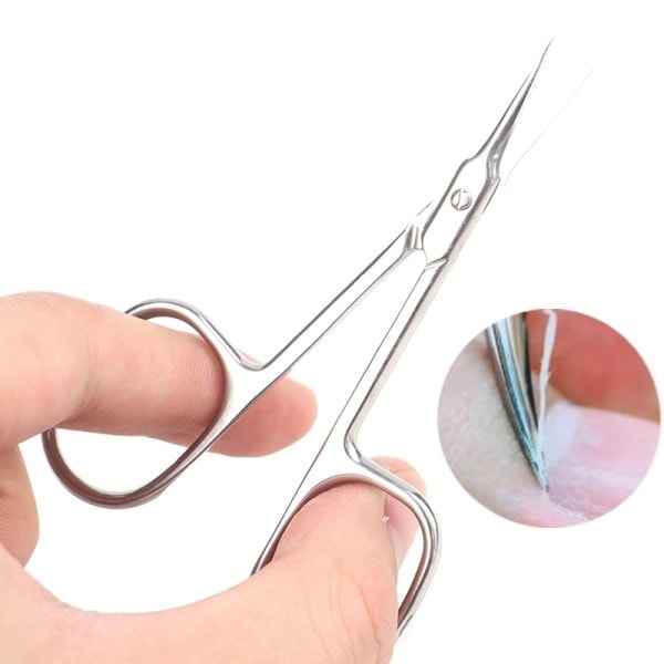 Cuticle Nipper Rustfrit Stål Buet Tip Tynd Klingen Neglebånd Saks Negleklippere