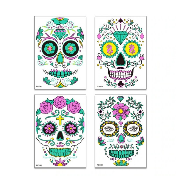 Ansiktsbehandling tatuering dekal  Bicolor luminescens  Vatten till papper  Vuxna och barn  Halloween påsk jul  Rave fest