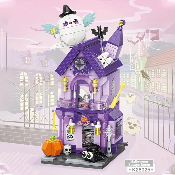 Halloween Escape Room Bygning Blokker Creative City Gate View Candy Hus Assembly Modell Klosser