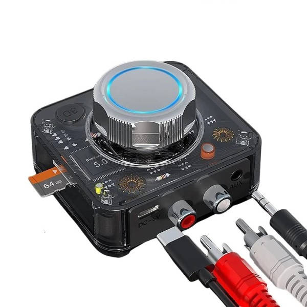 Bluetooth 5.0 Ljud Receiver 3D Stereo Musik Trådlös Adapter TF Card RCA 3.5mm 3.5 AUX Jack
