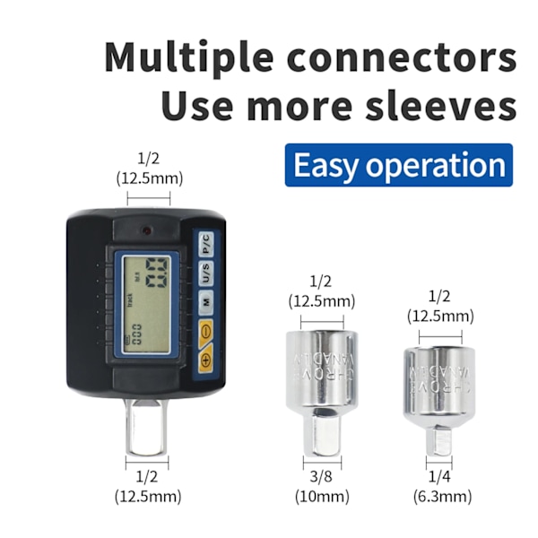 Digital Moment Adapter 1/2"Drive Inkluder Adaptere til 3/8" og 1/4" Elektronisk Moment Nøgle Cykel Set Bil Reparation Cykel