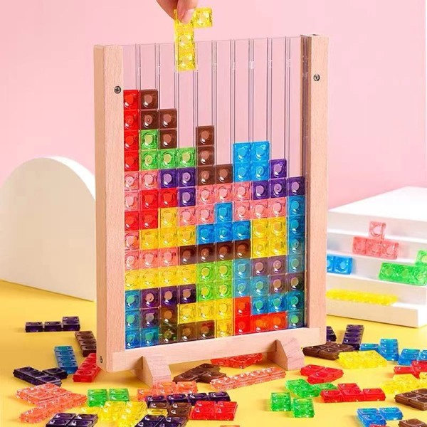 Färgglatt 3D pussel trä tangram matematik leksaker  intellektuell pedagogisk leksak för barn