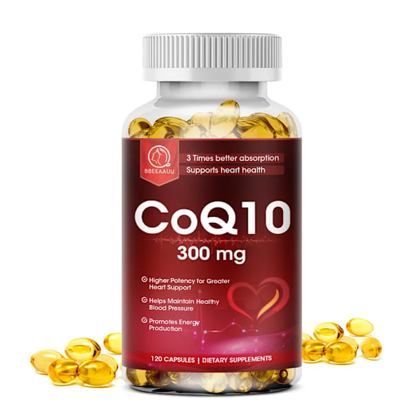 60 Piller 300mg Ekologiska Ultra Hög Absorption COQ10 Koenzym Q10 Främjar Kardiovaskulär Hjärta Hälsa Ger Energi Hälsa Mat