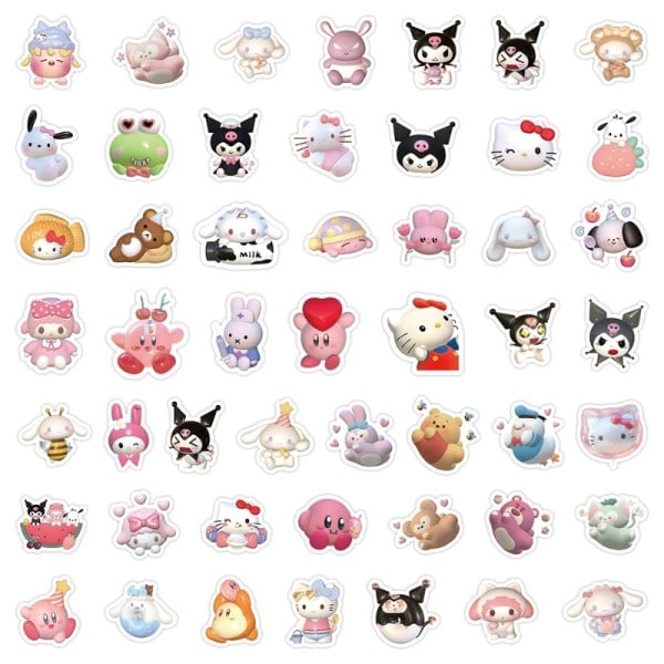 100kpl 3D Avatar Sanrio tarra sarjakuva söpö teetä tarra vedenpitävä anime tarrat Kuromi My Melody kannettava tarra