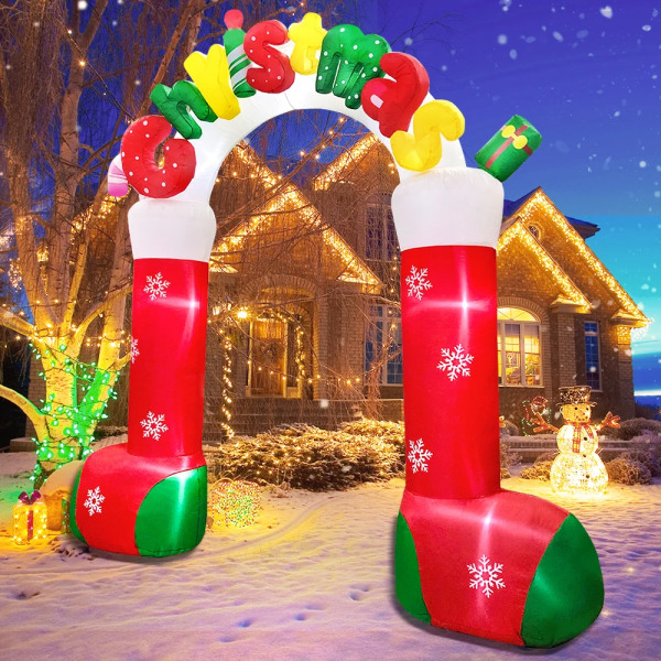 Kuuma puhallettava lumiukko joulu pukki hyvää joulua puu kaari koti ulkona koriste LED valo