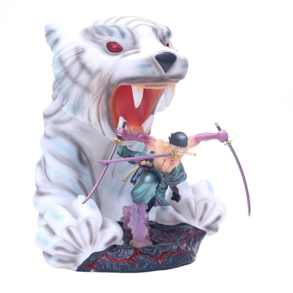 [Funny] Anime One piece Zoro White tiger scene action figur Statue PVC legetøj Luffy dukke