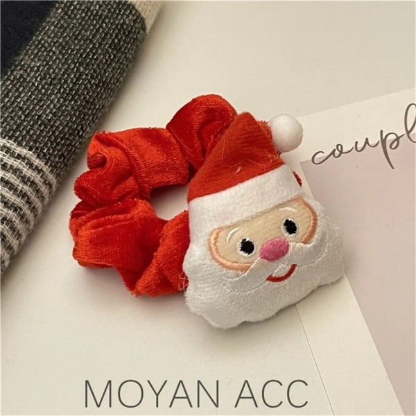 Jul Hår Scrunchies Tjejer Mjuk Samet Elastisk hästsvans hållare gummi band älg tomten berlocker hår slipsar