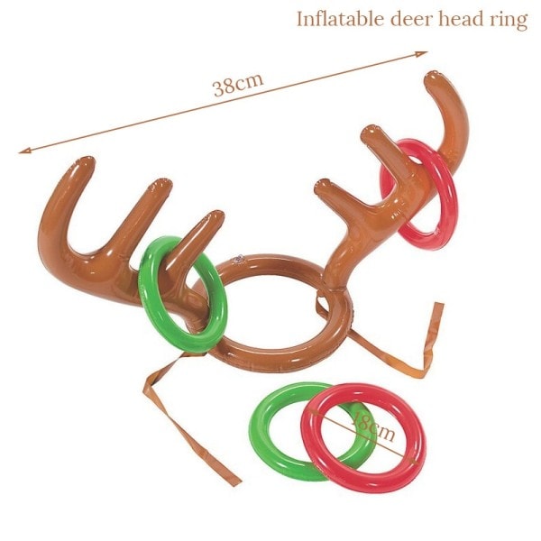 Jul Spel Uppblåsbar Tomten Rolig Ren Horthorn Hatt Ring Toss Jul Utomhus Uppblåsta leksaker