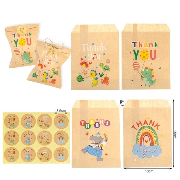 24Set Jul Kraft Papper påsar Jultomte Snögubbe Räv Semester Xmas Fest Fynd påse godis kaka påse