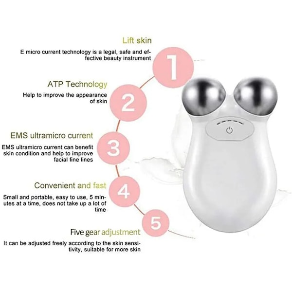 Genopladelig Ansigt Massager 5 Gears Elektrisk Mikrostrøm 3D EMS Opstramning