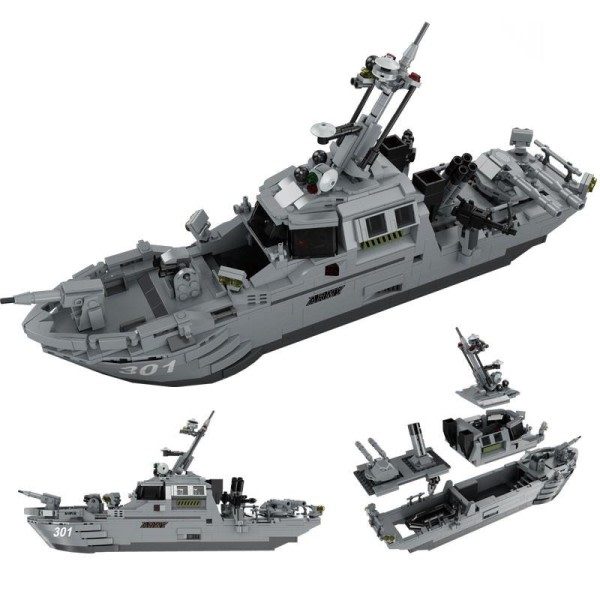 Militär Serie WW2 Multifunktion Kust Frigat Gör-det-själv Modell Soldat Action Figurer Byggnadsblock Leksaker