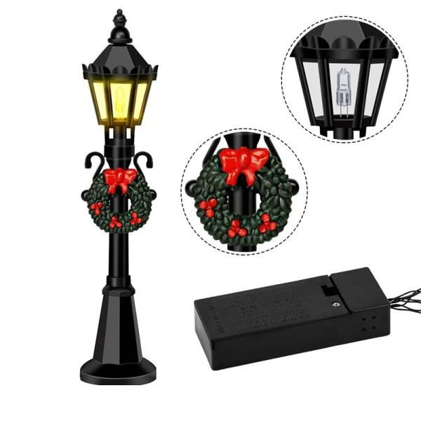 Jul Mini Gade Lys Modeller,4 Pcs Mini Gade Lampe Dukkehus Gadelys