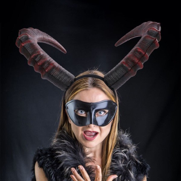 Djevel Horn Pannebånd Sort Rød Ox Horn Pannebånd Kjole Cosplay for Halloween kostyme