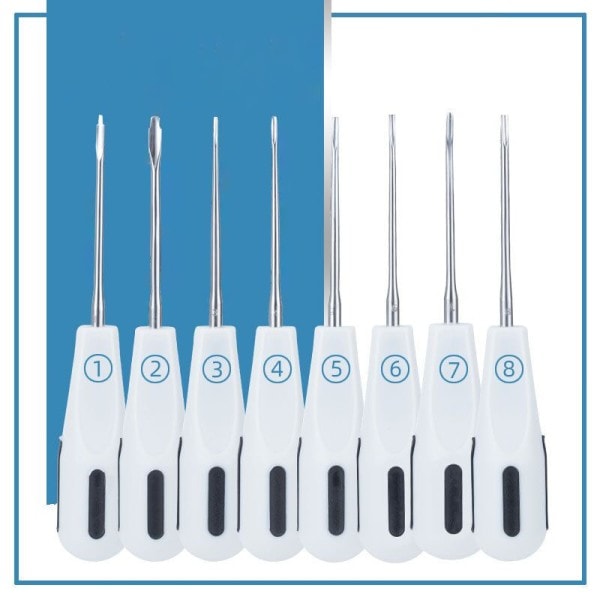8 stk. Set Dental Luxating Lift Elevatorer Clareador Buet Root Extracting Tandlæge Kirurgisk Instrument
