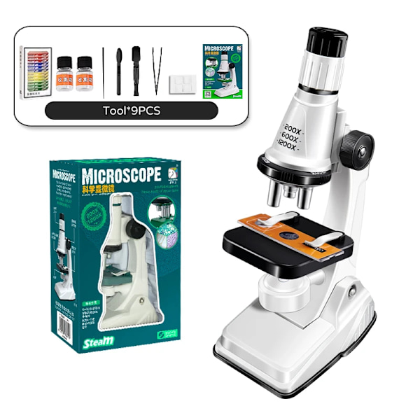 Børn videnskab biologisk 200x 600x 1200x lomme mikroskop sæt laboratorie med LED raffinerede instrumenter montessori undervisning legetøj