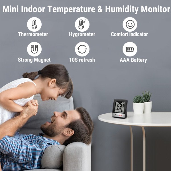 Mini Digital Inomhus Rum Termometer Hygrometer För Hem Väder Station Vit