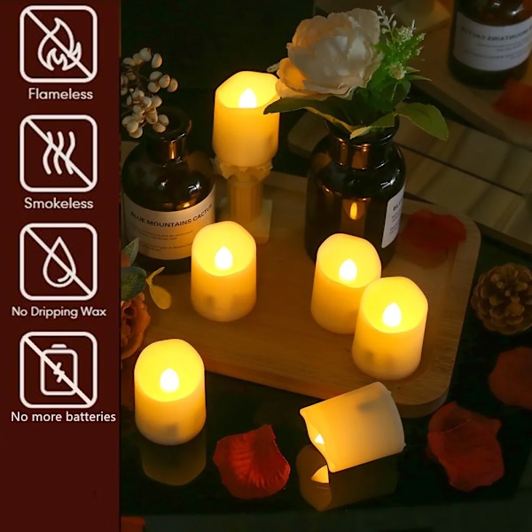 24 deler Oppladbare LED stearinlys Ved USB Timer Fjernkontroll Flimrende flammer