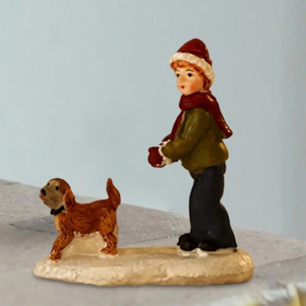 Jul Figurin Ornament Hus Opvarmning Fest Letvægts Alsidig Stabil Base Desktop Statue