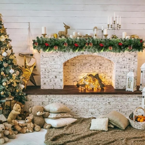 Jul girlanger med kottar röda bär konstgjorda jul kransar för hem jul träd