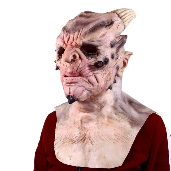 Demon Latex Mask Långt Horn Devil Halloween King Of Lies Cosplay Full Ansiktsmasker
