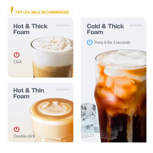 Mjölk skummare skummare skummare choklad mixer kall /Varm latte cappuccino helautomatisk mjölk värmare