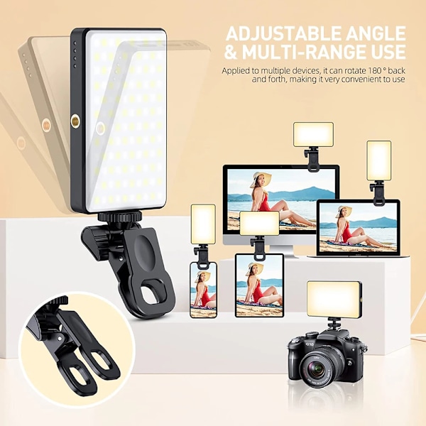 LED Selfie Light Phone Fill Light 120 LED 3000mAh Rechargeable Portable Video Light for Tiktok Vlog Video Conference Selfie