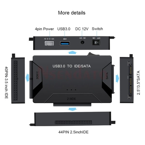 Universal Adapter USB3.0 USB 3.0 Data Transfer to SATA IDE Combo External Converter