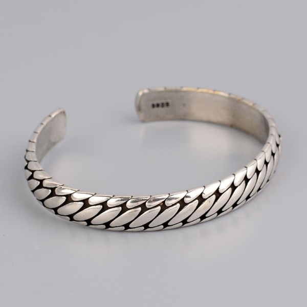Sølv Farve  Retro Oval Mønster Damer Armbånd Åbent Minimalistisk Stil