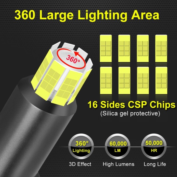 LED Lampa Bil Strålkastare Glödlampa  H1  8 sida 3D LED H1 Turbo CSP Chips