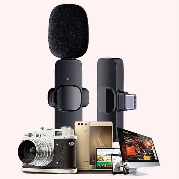 Trådløs Lavalier Mikrofon Bærbar Lyd Video Opptak Mini Mic for iPhone Android Live Broadcast Gaming Phone Mic