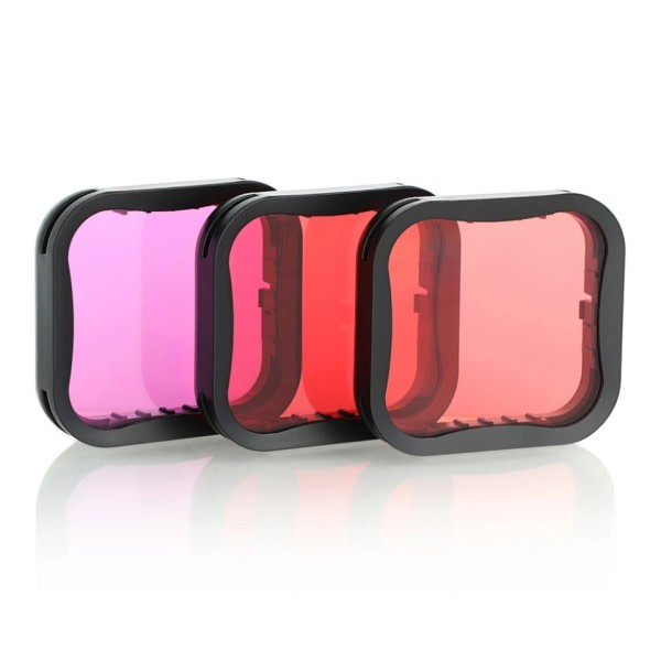 3-Pack Dive Filter til GoPro Hero 5 6 7 Sort Super Suit Vandproof Dive Hoss Rød Filter + Light Rød + Magenta Filter
