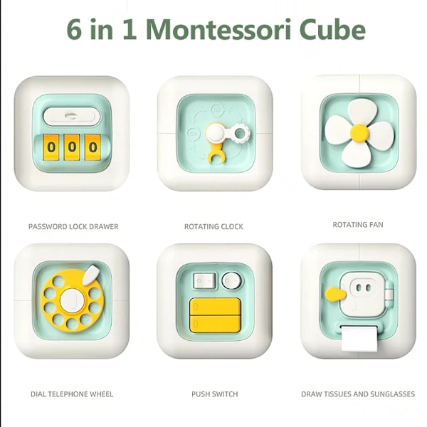 Beste kvalitet 6 i 1 Montessori Educational Leker Sensory Opptatt Board Baby Øvning Färdigheter Skuffe Terning Fidget Educational Leker