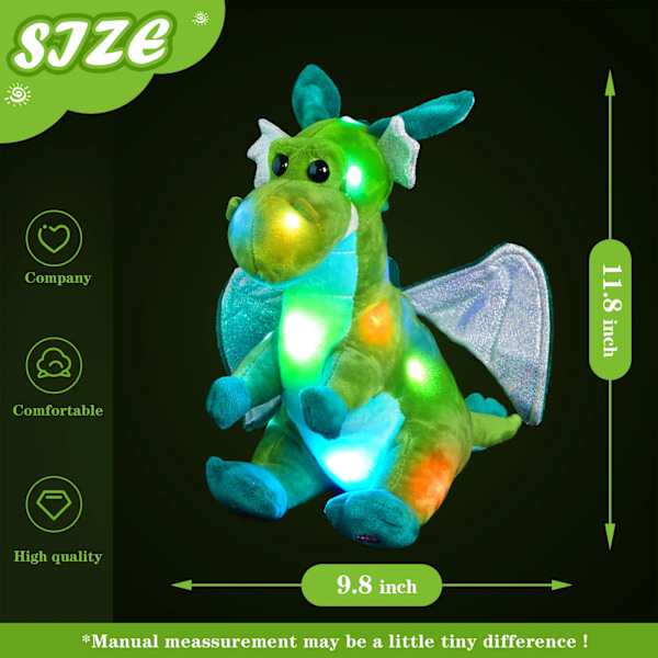 26 cm LED Lys Musikal Dinosaur med vinger Plysj Leker for jenter Past puter søt dukke