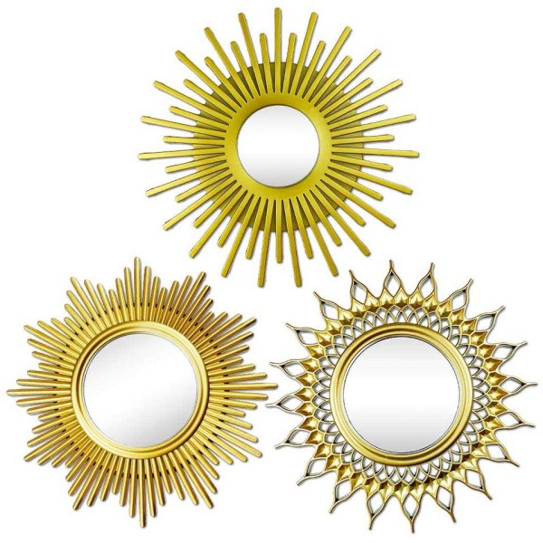 Sol Spegel Guld Rund Dekorativ Vägg Sunburst Speglar Hem Inredning Tillbehör