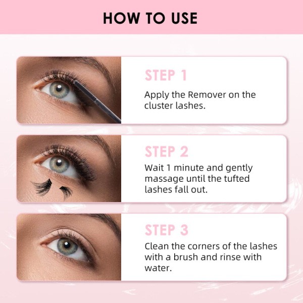 Lash Bond and Seal og Fjerner Kit Clusters Vippe Lim Fjerner Vanntett Gjør det selv Vippeforlengelser Lim