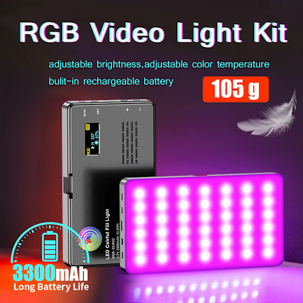 RGB LED Kamera Lys Fuld Farve Output Video Lampe Kit Dæmpbar 2500K-8500K Tofarve Panel Lys