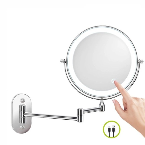 8-tommer Makeup Mirror Chrome 10x Magnifying Double Side USB Mirrors
