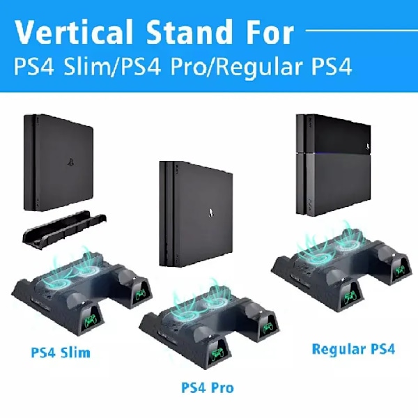 Pysty jäähdytys tuuletin jalusta PS4/PS4 Slim/PS4 PRO konsoli kaksois ohjain LED laturi asema